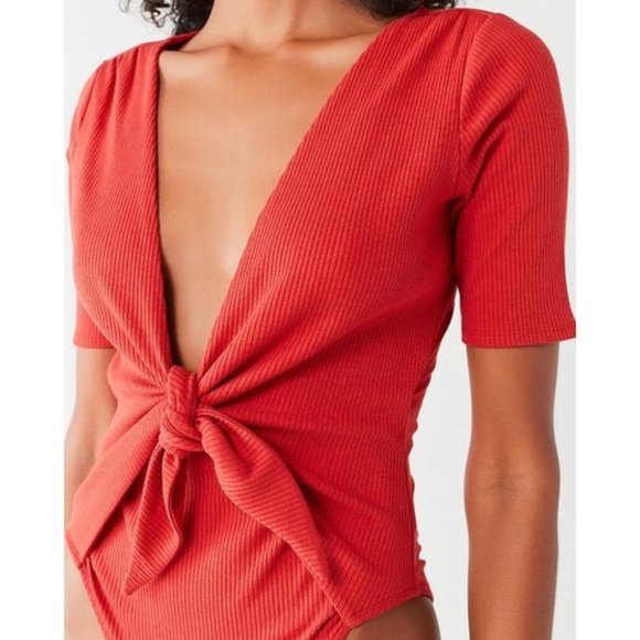 Urban Outfitters - Out from Under Lulu Plunging Tie-Front Bodysuit MEDIUM EUC UO - Picture 4 of 14